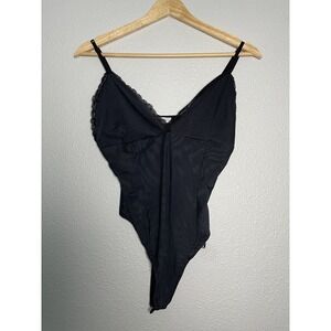 Revamped Black Lace Thong Bodysuit Teddy SZ Large